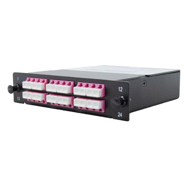 DYNAMIX FPP-MPOMM-LC24 - MPO OM4 6 Port LC Quad Multimode 24 Fibre Cassette Dual Polarity A/C