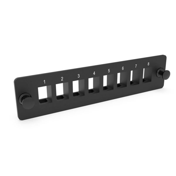 DYNAMIX FPP-SCS8 - SC Simplex/LC Duplex 8 Port Plate Unloaded 2 Tier Screw less Design Black For FPP3P