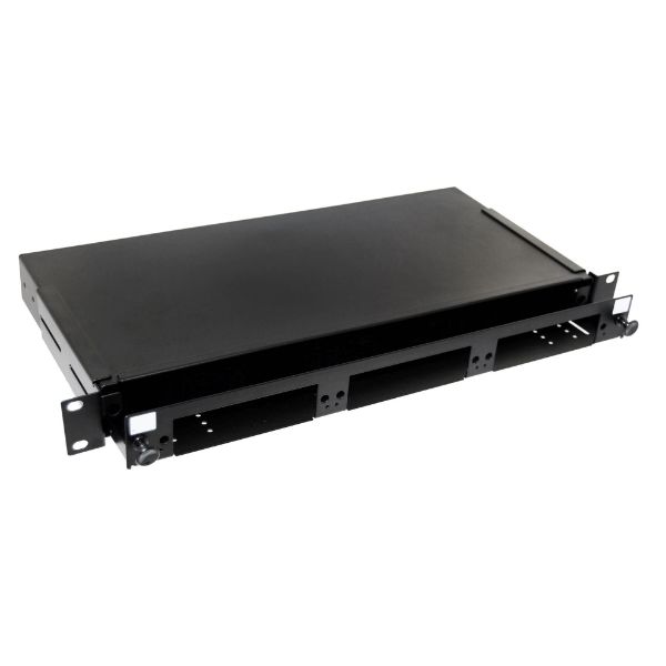 DYNAMIX FPP3PB - 19'' 1U Fibre Patch Panel 3 Slot V5 Metal Sliding Drawer Black Supplied w/ 2x 24 Port