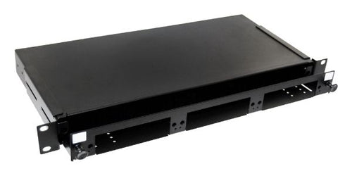 FPP3PB - DYNAMIX FPP3PB - 19'' 1U Fibre Patch Panel 3 Slot V5 Metal Sliding Drawer Black Supplied w/ 2x 24 Port