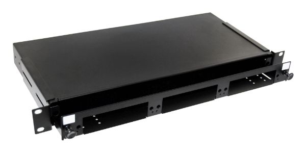 DYNAMIX FPP3PB - 19'' 1U Fibre Patch Panel 3 Slot V5 Metal Sliding Drawer Black Supplied w/ 2x 24 Port