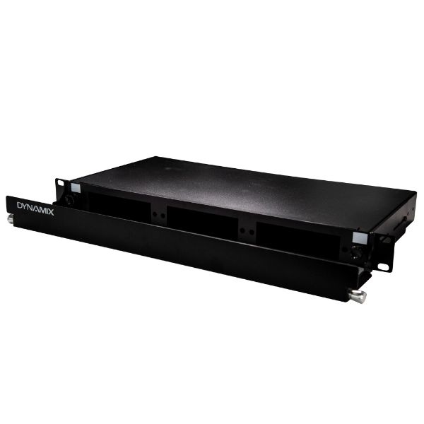 DYNAMIX FPP3PC - 19'' 1U Fibre Patch Panel 3 Slot Metal Sliding Drawer Black Supplied w/ 2x 24 Port