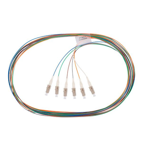 FPT-OM3LC-6 - DYNAMIX FPT-OM3LC-6 - 2M LC Pigtail OM3 6x Pack Colour Coded 900um Multimode Fibre Tight Buffer LSZH Jacket