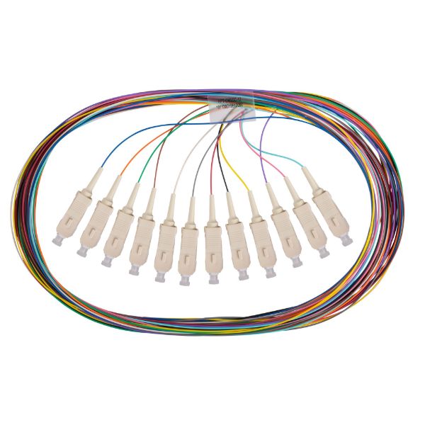 DYNAMIX FPT-OM3SC-12 - 2M SC Pigtail OM3 12x Pack Colour Coded 900um Multimode Fibre Tight Buffer LSZH Jacket