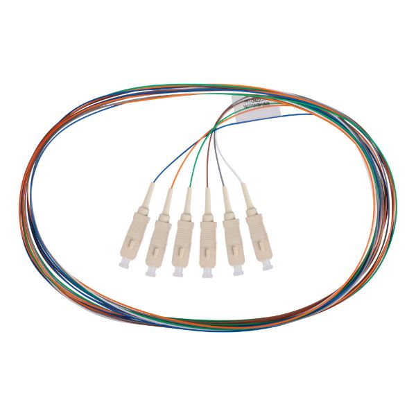 DYNAMIX FPT-OM3SC-6 - 2M SC Pigtail OM3 6x Pack Colour Coded 900um Multimode Fibre Tight Buffer LSZH Jacket