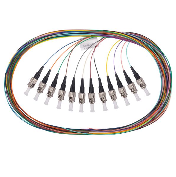 DYNAMIX FPT-OM3ST-12 - 2M ST Pigtail OM3 12x Pack Colour Coded 900um Multimode Fibre Tight Buffer LSZH Jacket