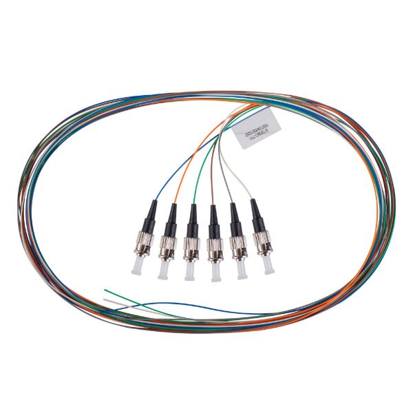 DYNAMIX FPT-OM3ST-6 - 2M ST Pigtail OM3 6x Pack Colour Coded 900um Multimode Fibre Tight Buffer LSZH Jacket