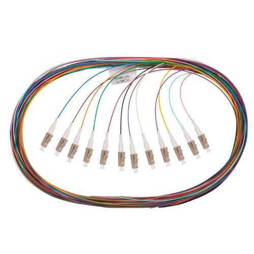 FPT-OM4LC-12 - DYNAMIX FPT-OM4LC-12 - 2M LC Pigtail OM4 12x Pack Colour Coded 900um Multimode Fibre Tight Buffer LSZH Jacket
