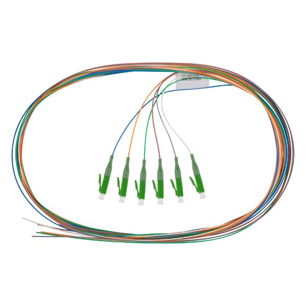 DYNAMIX FPT-OS1LCA-6 - 2M LC Pigtail OS2 6 Pk Colour Coded 900um Single-mode Fibre Tight Buffer LSZH Jacket