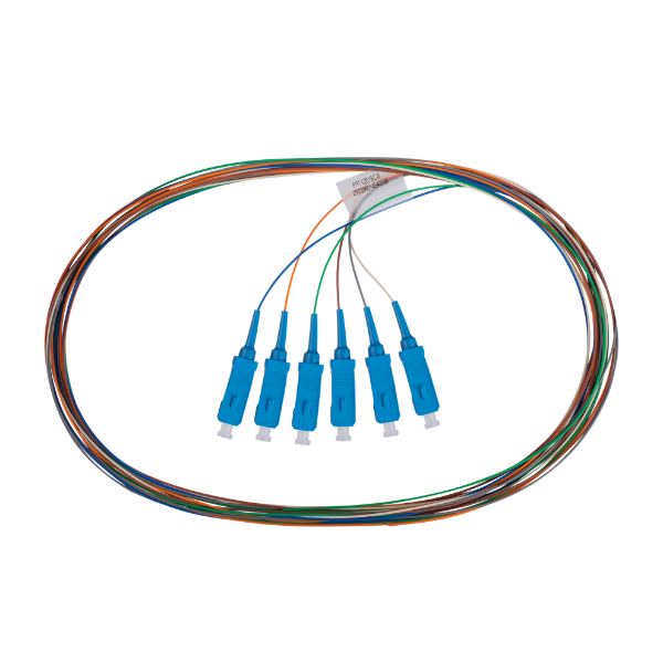 DYNAMIX FPT-OS1SC-6 - 2M SC Pigtail G657A1 6 Pk Colour Coded 900um SM Fibre Tight Buffer LSZH Jacket