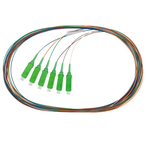 DYNAMIX FPT-OS1SCA-6 - 2M SC Pigtail G657A1 6 Pk Colour Coded 900um SM Fibre Tight Buffer LSZH Jacket