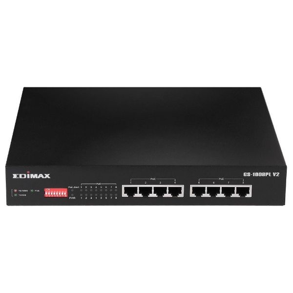 EDIMAX GS-1008PLV2 - 8 Port Gigabit PoE+ Long Range Unmanaged Switch w/ DIP Switch Function
