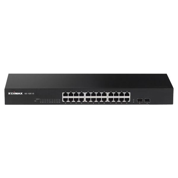 EDIMAX GS-1026V3 - 24 Port Gigabit Rack-Mount Unmanaged Switch 2 SFP Ports