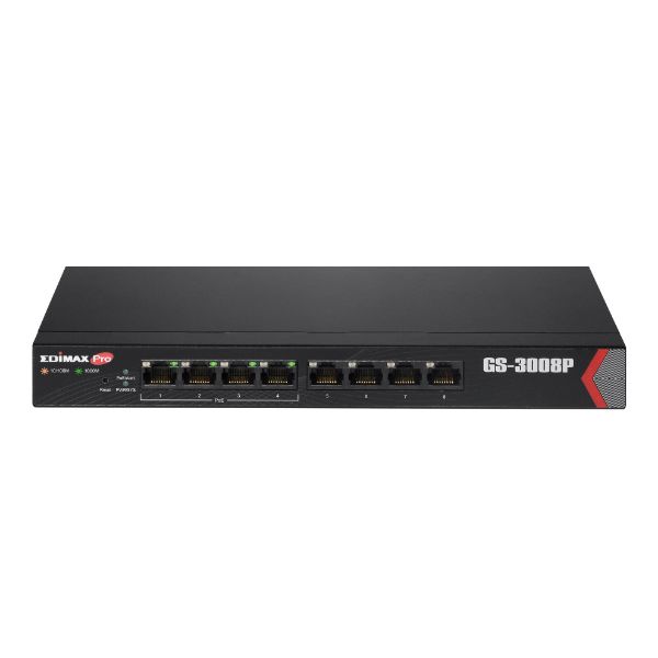 EDIMAX GS-3008P - 8 Port Gigabit Web Managed Switch w/ 4 PoE+ Ports.