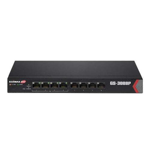 GS-3008P - EDIMAX GS-3008P - 8 Port Gigabit Web Managed Switch w/ 4 PoE+ Ports.