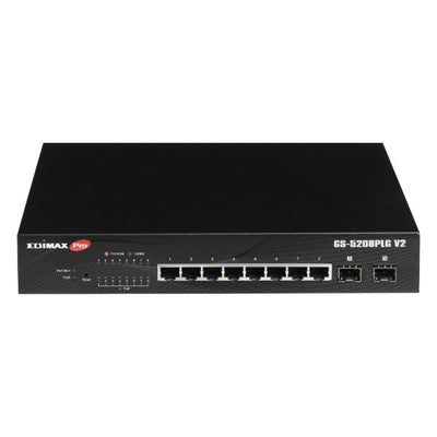 GS-5208PLGV2 - EDIMAX GS-5208PLGV2 - 10 Port Gigabit Long Range PoE+ Web Smart Switch 2 SFP Ports