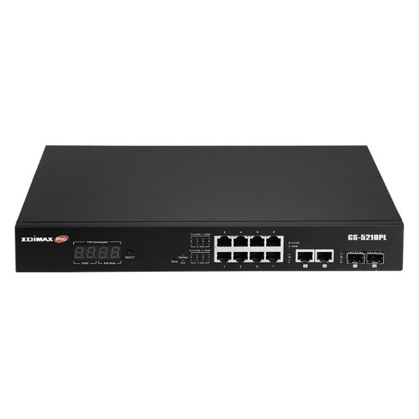 EDIMAX GS-5210PL - 12 Port Surveillance Long Range Gigabit PoE+ Web Smart Switch
