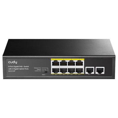 CUDY GS1010P – 8-Port Gigabit Unmanaged PoE+ 120W Desktop Switch mit 2 Gig Uplink-Ports. 8x GbE