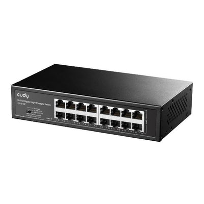 GS1016E - CUDY 16-Port Gigabit Managed Desktop Switch im Metallgehäuse. 16x 10/100/1000M RJ45 Ports, IGMP Snooping, Loop Detection / Prevention, 802.1p/DSCP QoS, Stromsparmodus, Plug & Play.