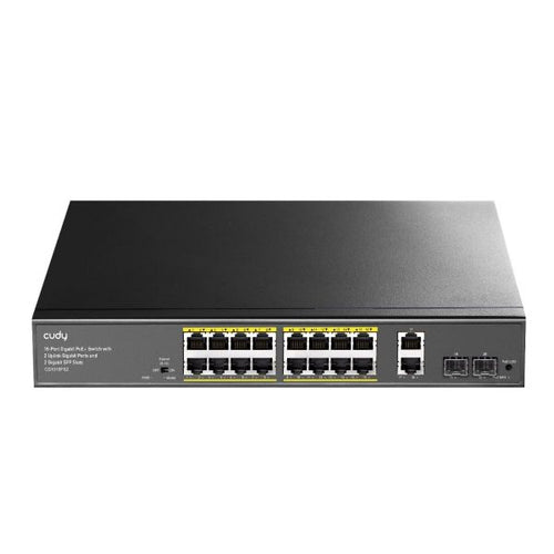 GS1018PS2 - CUDY GS1018PS2 - 16-Port Gigabit Unmanaged PoE+ 200W Switch with 2 Gig Uplink Ports & 2x Gig SFP slot