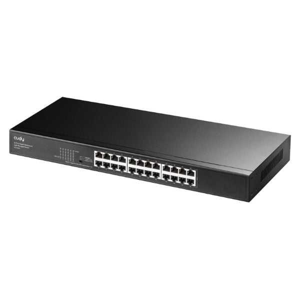 GS1024E - CUDY 24-Port Gigabit Managed Desktop Switch in Metal Case. 16x 10/100/1000M RJ45 Ports, IGMP Snooping, Loop Detection / Prevention, 802.1p/DSCP QoS, Power Saving, Plug & Play.