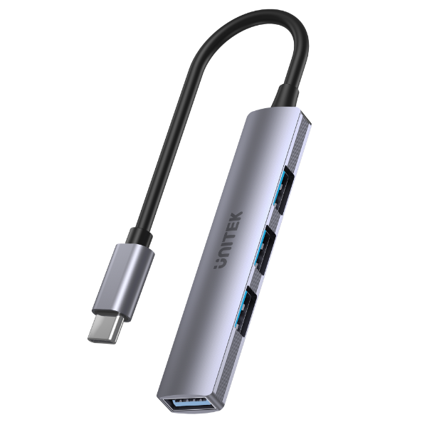 UNITEK H1208B - 4-in-1 USB Multi-port Ultra Slim Hub w/ USB-C Connector. 1x USB3.0 Port & 3x USB2.0