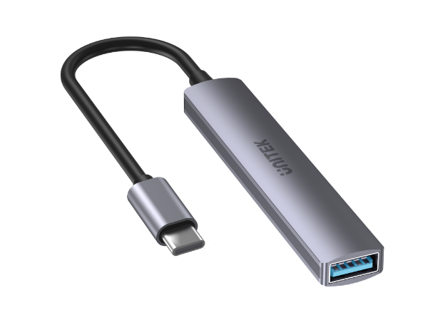 UNITEK H1208B - 4-in-1 USB Multi-port Ultra Slim Hub w/ USB-C Connector. 1x USB3.0 Port & 3x USB2.0