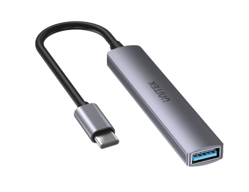 H1208B - UNITEK H1208B - 4-in-1 USB Multi-port Ultra Slim Hub w/ USB-C Connector. 1x USB3.0 Port & 3x USB2.0