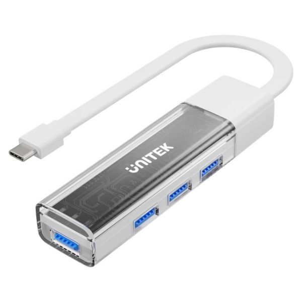 UNITEK H1319A-WHT - 4-in-1 USB 3.0 Multi-Port Hub w/ USB-C Connector. Includes 4x USB-A Ports