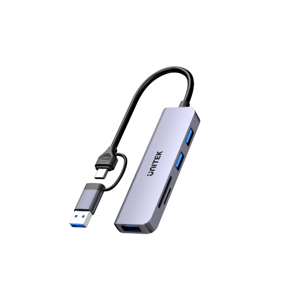 UNITEK H1320A - 5-in-1 5Gbps USB Multi-Port Hub w/ USB-C/A Connector. 3x USB-A Ports & SD Card.
