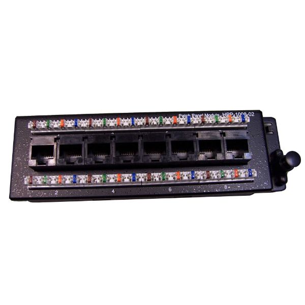 DYNAMIX HPP-1008-1SL - 8 Port Cat6 Slimline Patch Panel for HWS range T568A Dimensions: 48 x 157 x 21mm