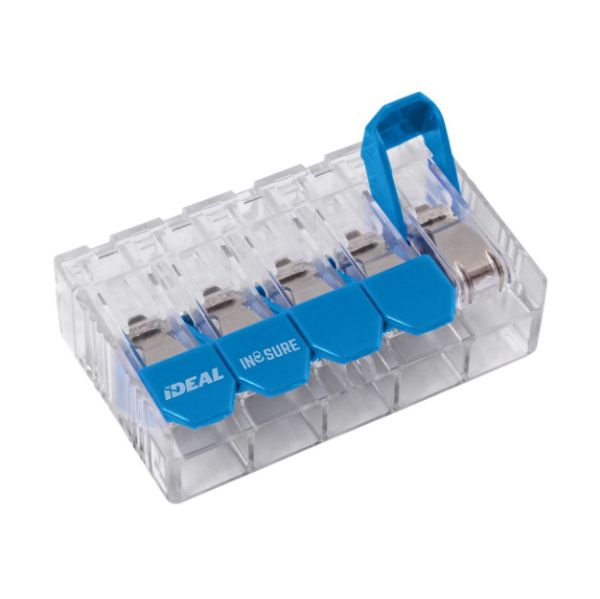 IDEAL INDUSTRIES IDL30-10L35JA - 30A 5 Port Wire Connector Lever. 20pc Jar. 0.5 mm2 to 6.0 mm2