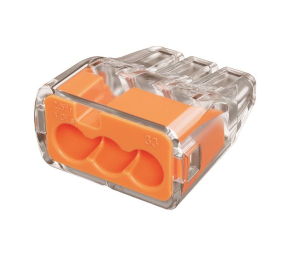 IDEAL INDUSTRIES IDL30-1133J - 32A 3 Port Push-in Wire Connector 100pc Jar. 0.75mm2 - 4.0mm2 Solid 1.5mm2