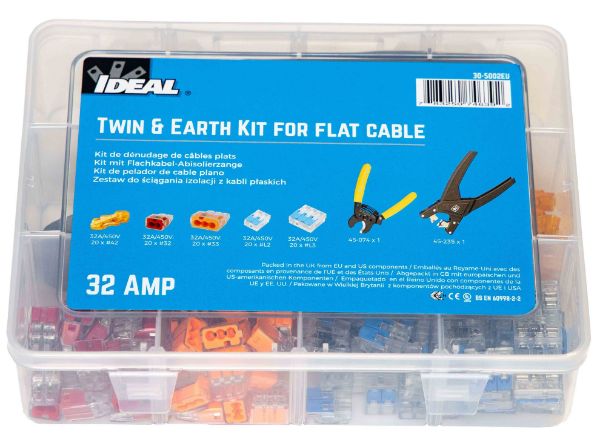 IDEAL INDUSTRIES IDL30-5002EU - Twin & Earth 32A Kit for Flat Cable 100pc Box