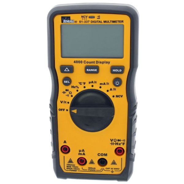 IDEAL INDUSTRIES IDL61-337 - 600V Auto Range Multimeter 600V AC/DC CAT III Rating