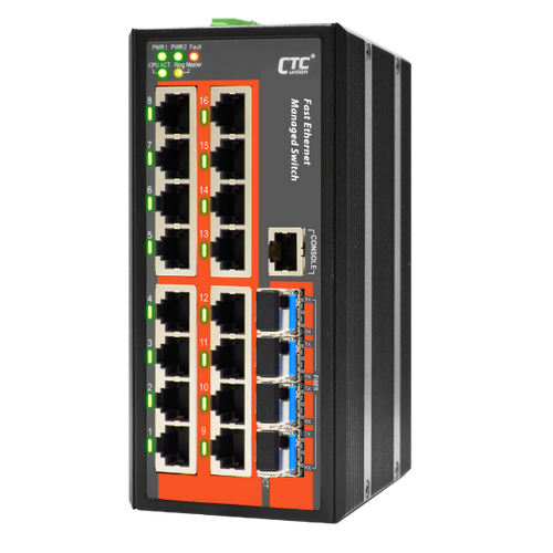 IFS-1604GSM - CTCUNION IFS-1604GSM - 16 Port Fast Ethernet Managed Switch.-10 60C. 16x 10/100Base-T(X) + 4x 1000