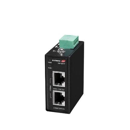 IGP-201IT - EDIMAX Industrial 2.5 Gigabit PoE+ 30W Power Injector. Supports IEEE 802.3at, Provides Power & Data, DIN-rail or Wall-mount, Operating Temp Range: -40 to 75C.