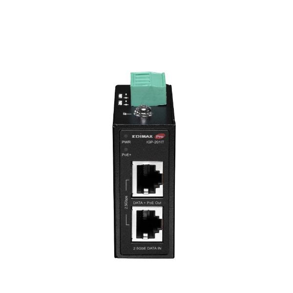 IGP-201IT - EDIMAX Industrial 2.5 Gigabit PoE+ 30W Power Injector. Supports IEEE 802.3at, Provides Power & Data, DIN-rail or Wall-mount, Operating Temp Range: -40 to 75C.