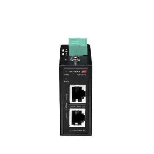 IGP-201IT - EDIMAX Industrial 2.5 Gigabit PoE+ 30W Power Injector. Supports IEEE 802.3at, Provides Power & Data, DIN-rail or Wall-mount, Operating Temp Range: -40 to 75C.