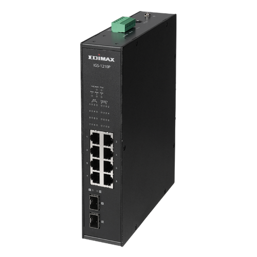 IGS-1210PV2 - EDIMAX IGS-1210PV2 - Industrial 10-Port Gigabit PoE+ DIN Rail Switch