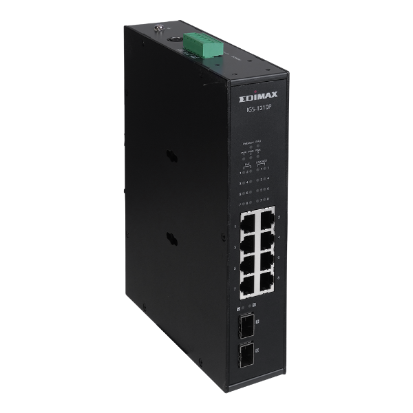 EDIMAX IGS-1210PV2 - Industrial 10-Port Gigabit PoE+ DIN Rail Switch
