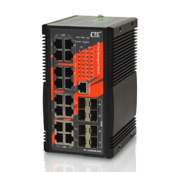 CTCUNION IGS-1608SM-8PH - 16 Port Gigabit Managed PoE+ Switch. 8x Gbe SFP 8x PoE+ (Max 240W). Operating Temp