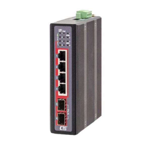 CTCUNION IGS-402CS-4PHE - Industrial GbE PoE Switch 4x GbE RJ45 + 2x 100/1000 Base-X SFP with 4x PoE 120W