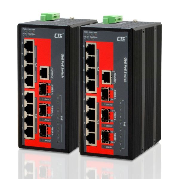 CTCUNION IGS-803SM-8PH24 - 8 Port Gigabit Managed PoE Switch. -10C 60C. 8x 10/100/1000Base-T(X)