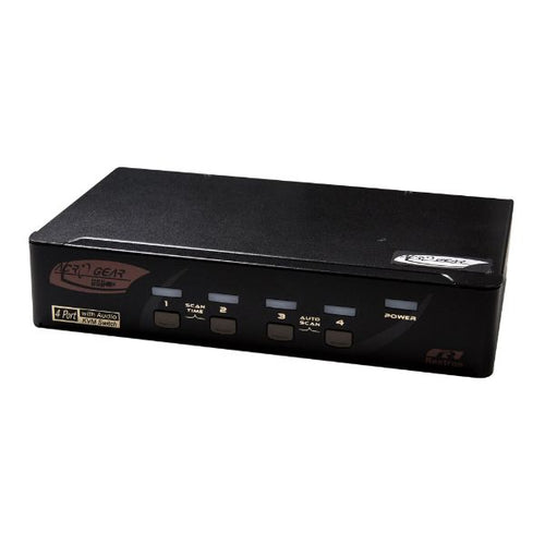 KAAG114-BK - REXTRON 1-4 Automatic VGA/USB KVM Switch. Share 1x USB Keyboard/Mouse & VGA Video with 4x CPU''s. Mic & speaker audio ports, Hot Key Support. 4x USB Hub for sharing peripherals between computers.