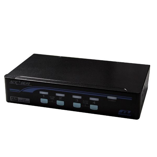 KAG14-BK - REXTRON 1-4 USB Automatic KVM Switch. Share 1x Keyboard Video /Mouse with 4x CPU''s via the VGA & USB ports. 4x 1.8m leads included
