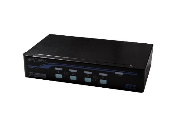 KAG14-BK - REXTRON 1-4 USB Automatic KVM Switch. Share 1x Keyboard Video /Mouse with 4x CPU''s via the VGA & USB ports. 4x 1.8m leads included
