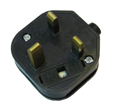 RackPower KNUP99-01 - UK plug 13A fused Black with grommet