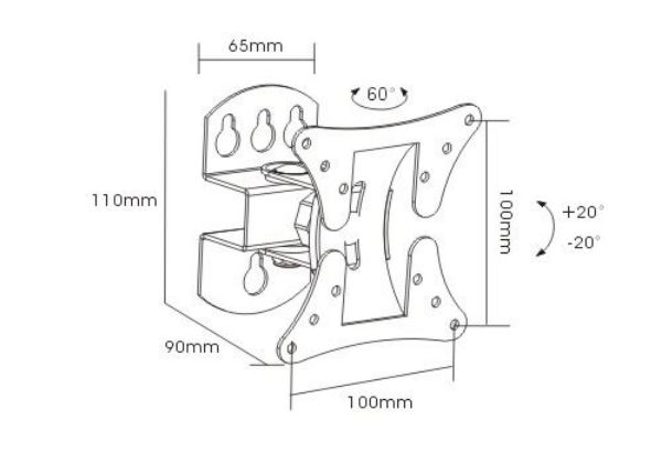 BRATECK LCD-501 - 13''-27'' Monitor wall mount Pivot tilt & swivel Supports VESA