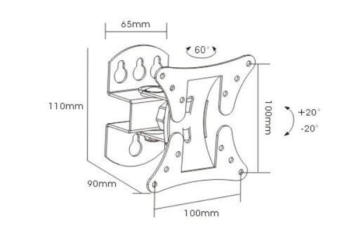 LCD-501 - BRATECK LCD-501 - 13''-27'' Monitor wall mount Pivot tilt & swivel Supports VESA